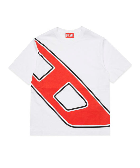 Diesel Kids T-shirt Bianca con Logo Macro D per Bambini