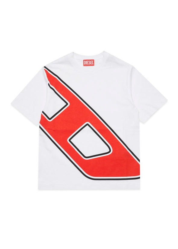 Diesel Kids T-shirt Bianca con Logo Macro D per Bambini