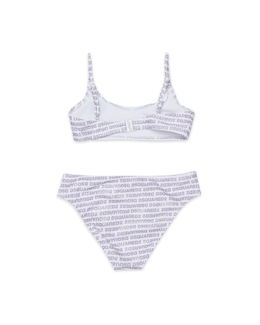 Dsquared Kids Costume Bianco All-Over Viola per Bambine