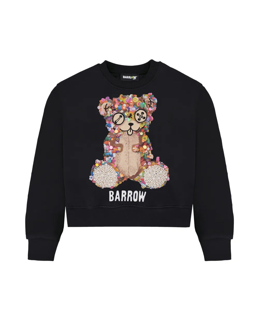 Barrow Kids Felpa Nero con Stampa Teddy Multicolor per Bambine