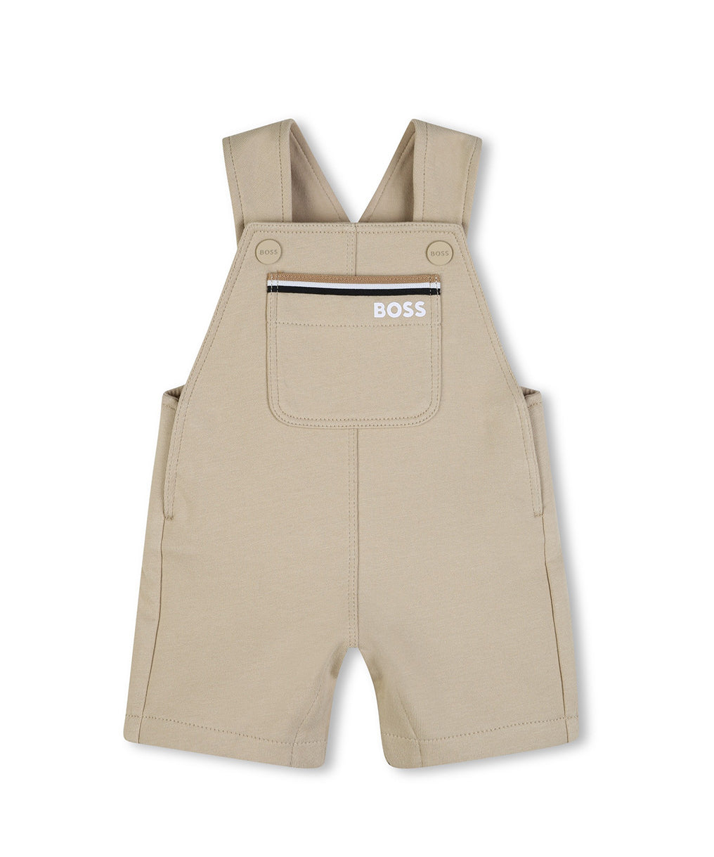 Boss Kids Salopette Beige con Tasca per Neonati