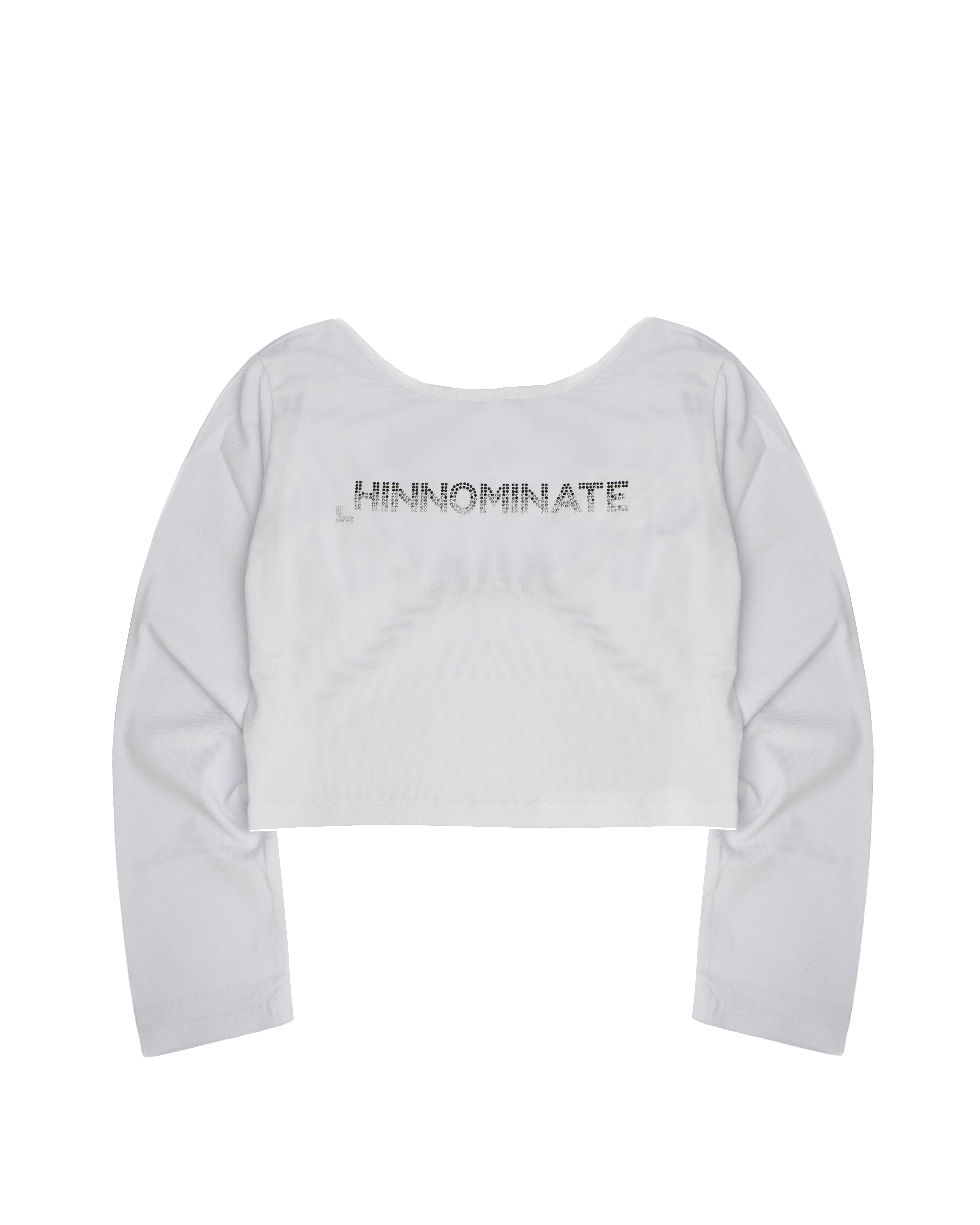 Hinnominate Kids T-Shirt Maniche Lunghe Bianca con Logo Frontale Strass per Bambine