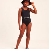 Diesel Kids Ciabatta Nero con Logo Bianco Unisex