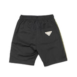 Yes London Kids Bermuda Nero con Dettaglio Ricamo Verde Laterale e Applicazione Logo sul Retro per Bambini