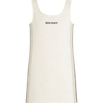 Palm Angels Kids Abito Off-White con Bande Laterali per Bambine