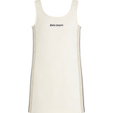 Palm Angels Kids Abito Off-White con Bande Laterali per Bambine