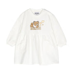 Moschino Kids Abito Panna Svasato con Stampa Teddy Bear per Neonate