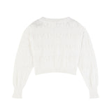 Patrizia Pepe Kids Maglia Bianco con Logo All-Over Traforata per Bambine