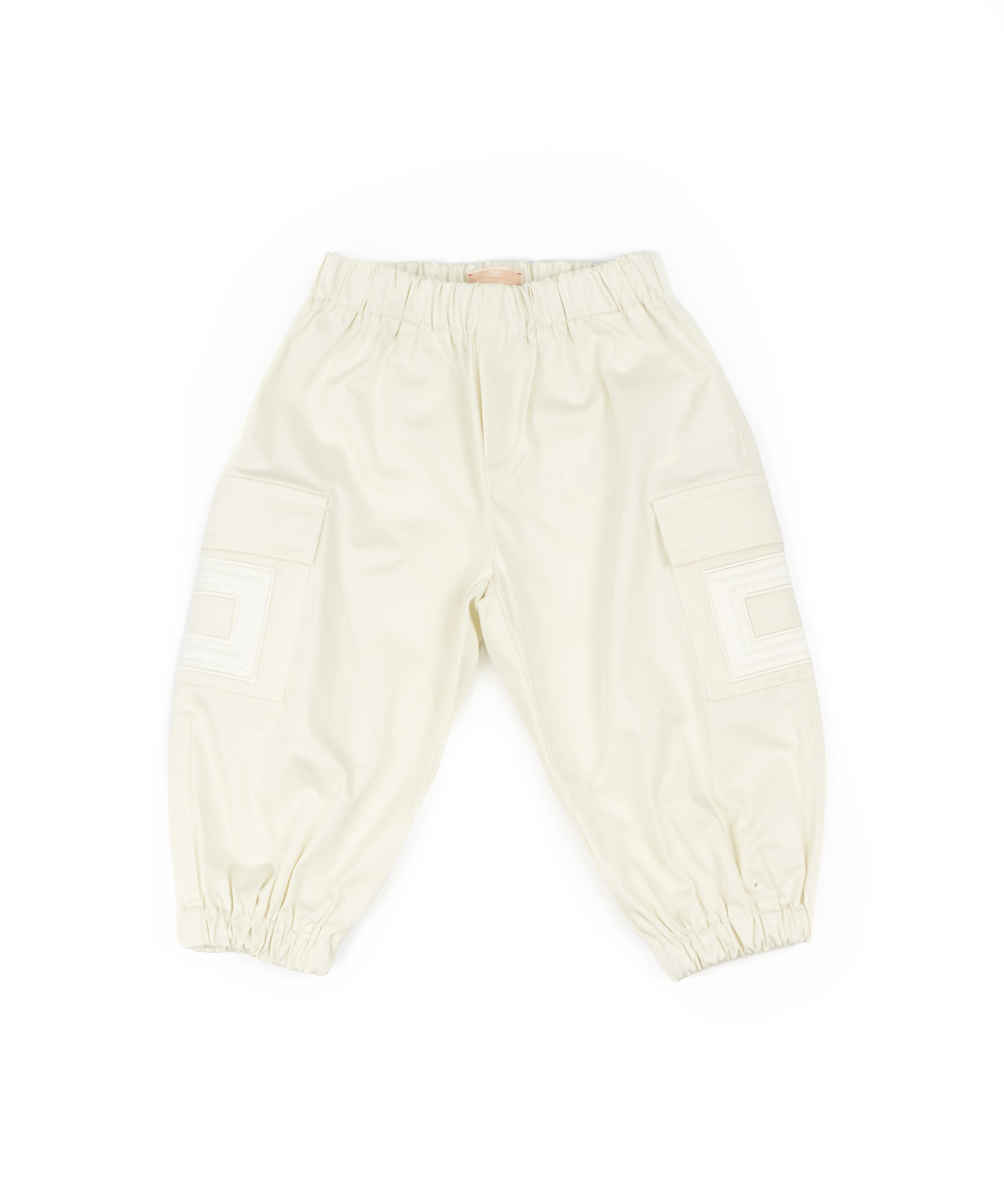 Elisabetta Franchi La Mia Bambina Pantalone Cargo Avorio in Satin per Neonate