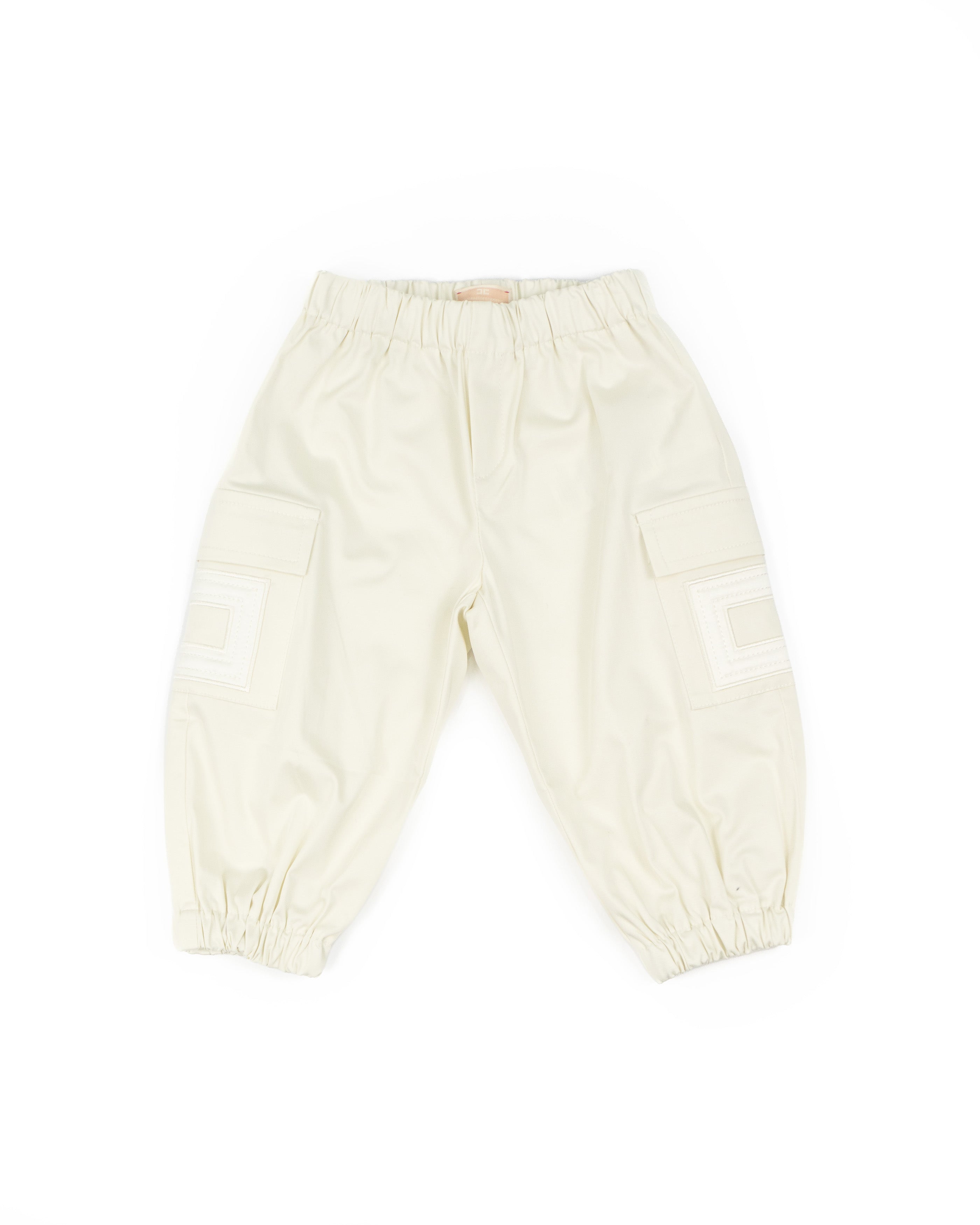 Elisabetta Franchi La Mia Bambina Pantalone Cargo Avorio in Satin per Neonate