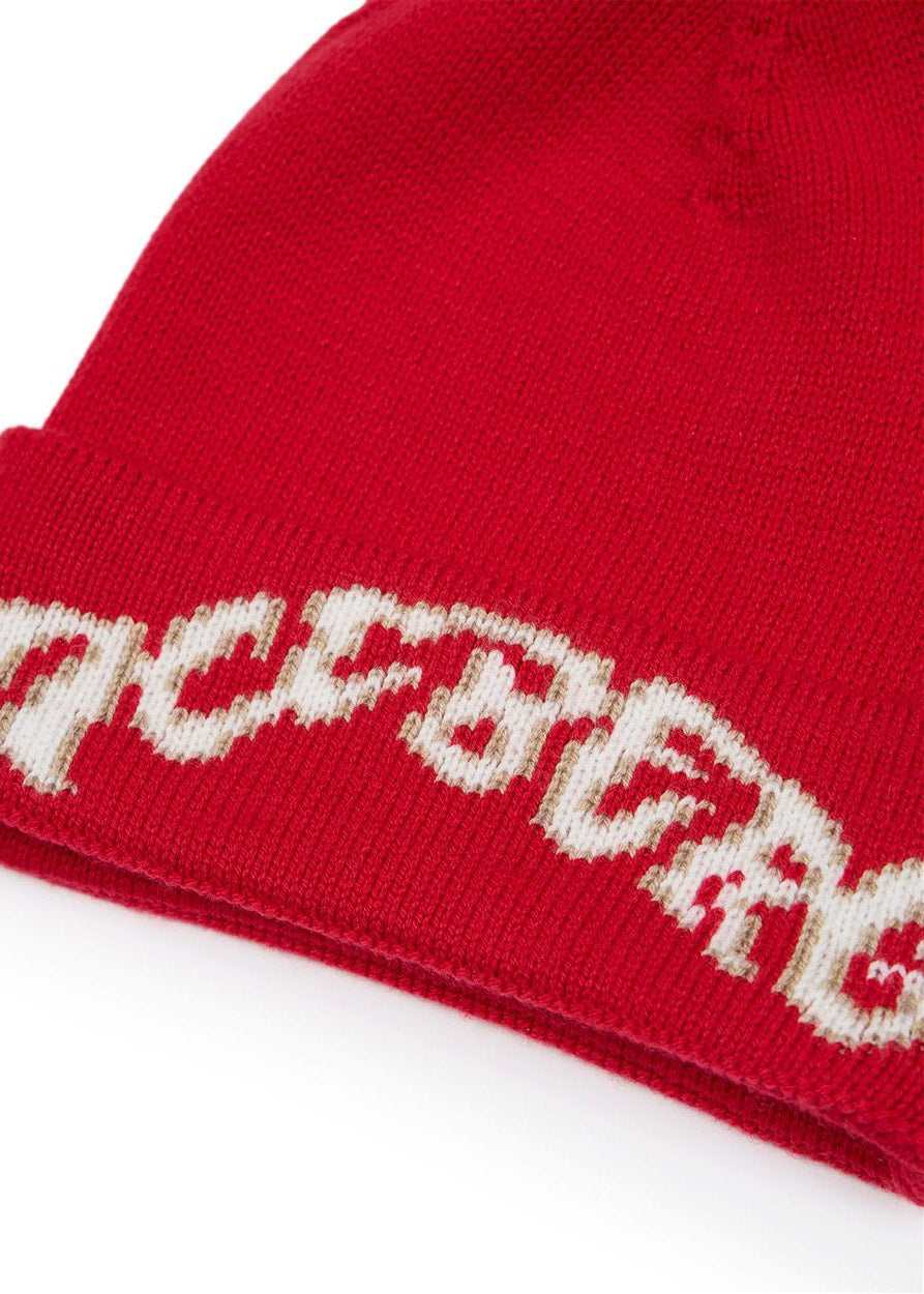 Iceberg Kids Cappello Beanie Rosso con Pon Pon per Bambine (dettaglio)