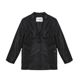 Hinnominate Kids Giacca Lunga Nera in Pelle per Bambine