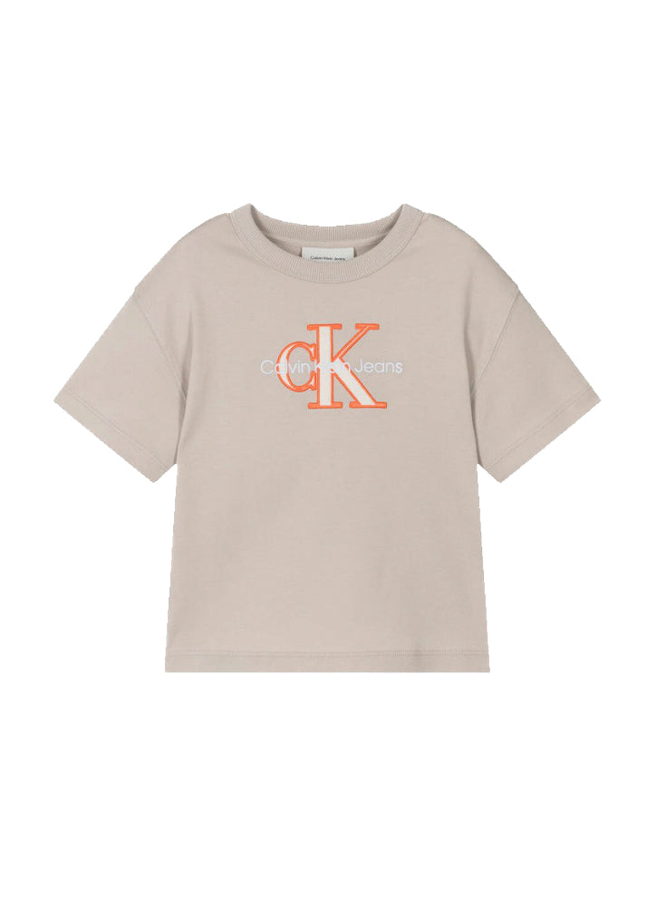 Calvin Klein Kids T-shirt Beige con CK per Bambini