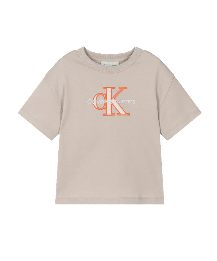Calvin Klein Kids T-shirt Beige con CK per Bambini