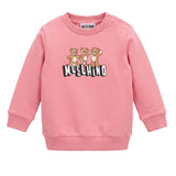 Moschino Kids Felpa Rosa con Logo Teddy Bear per Neonati