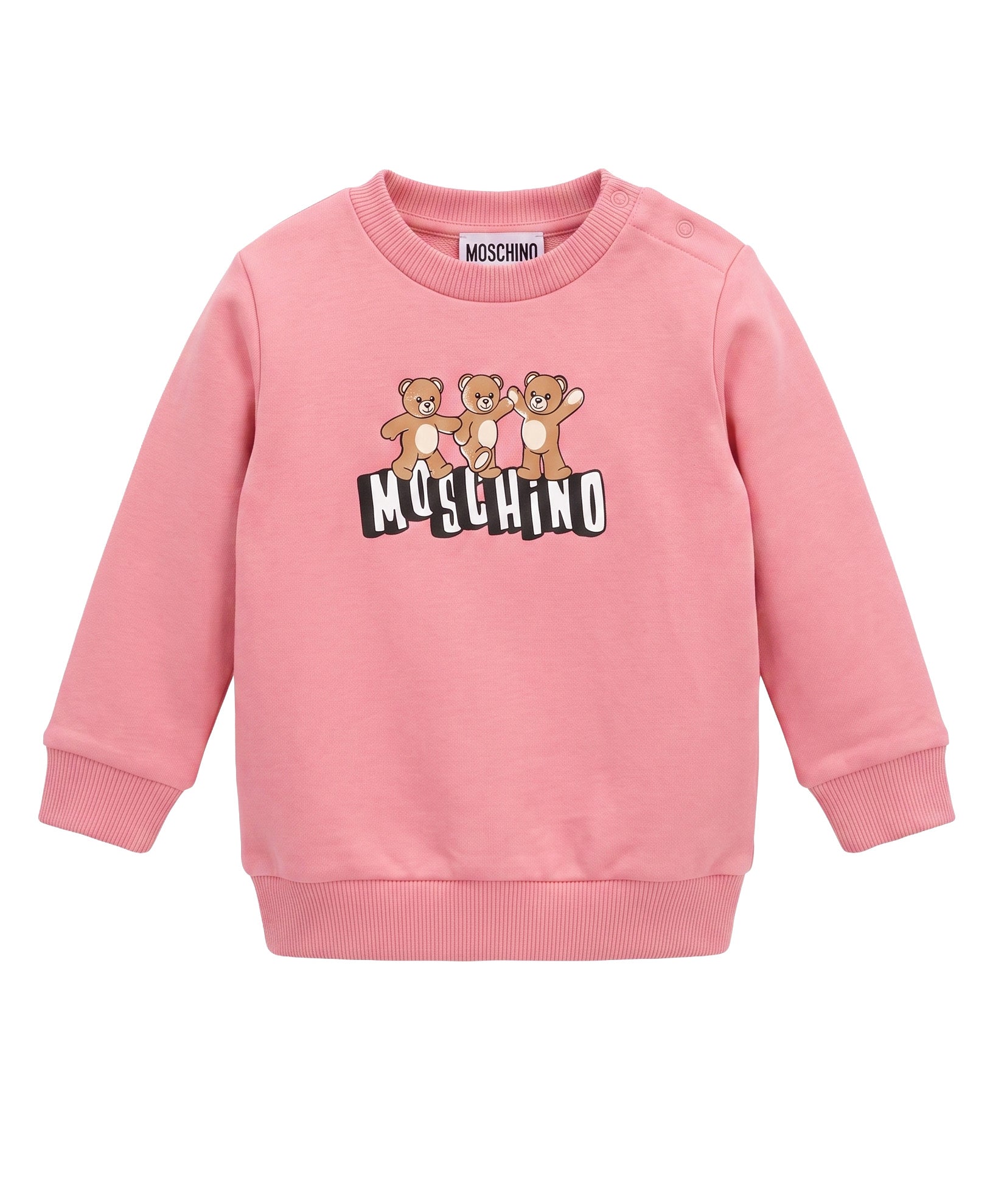 Moschino Kids Felpa Rosa con Logo Teddy Bear per Neonati