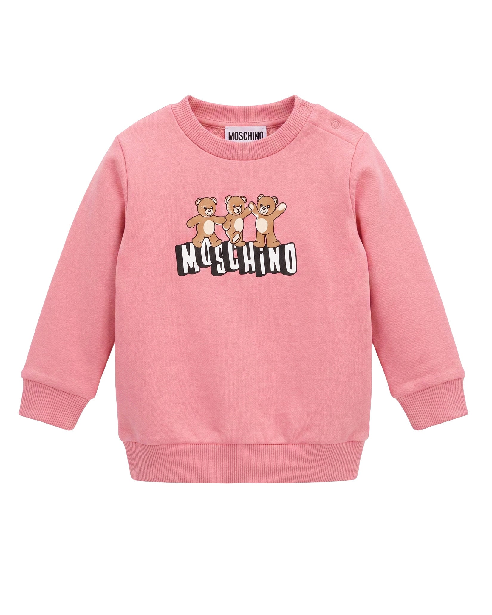 Moschino Kids Felpa Rosa con Logo Teddy Bear per Neonati