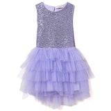 Twinset Kids Abito Viola con Tulle e Paillettes per Bambine