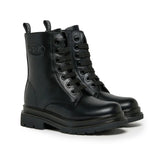 Diesel Kids Anfibio in Pelle Nero con Logo Oval-D per Bambine