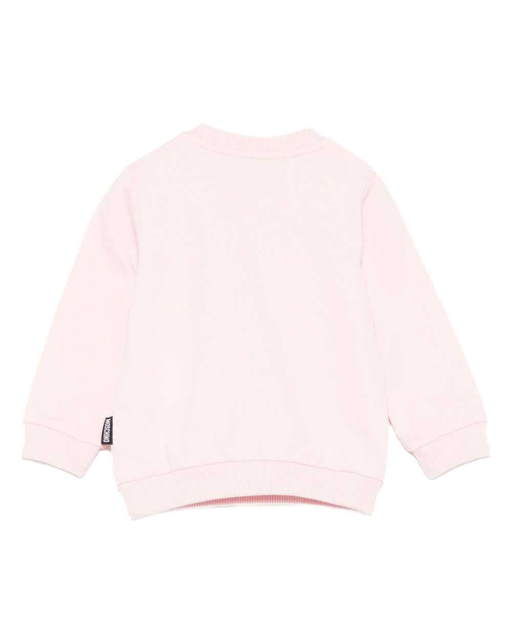 Moschino Kids Felpa Girocollo Rosa con Patch per Neonata
