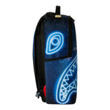 Sprayground Kids Zaino Thin On It Unisex Blu con Stampa Galassia e Shark Mouth Neon