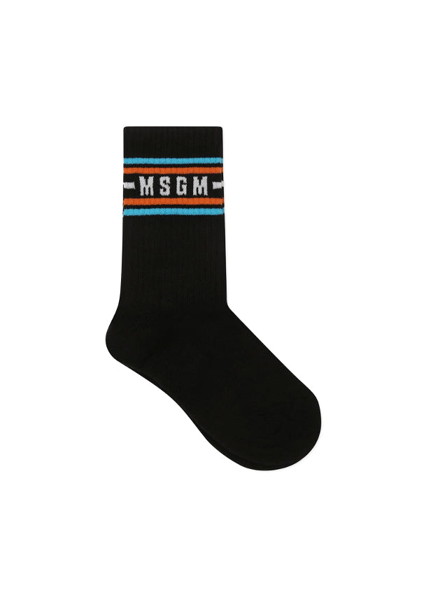 MSGM Kids Calzini Neri con Logo per Bambine