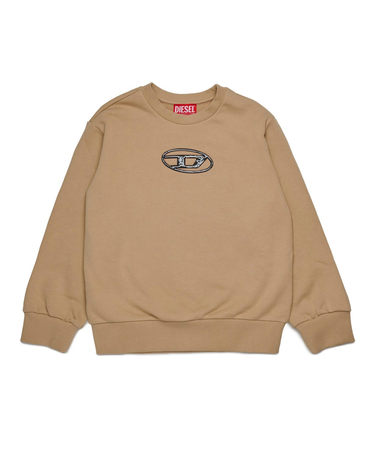 Diesel Kids Felpa Girocollo Beige Oval D per Bambini