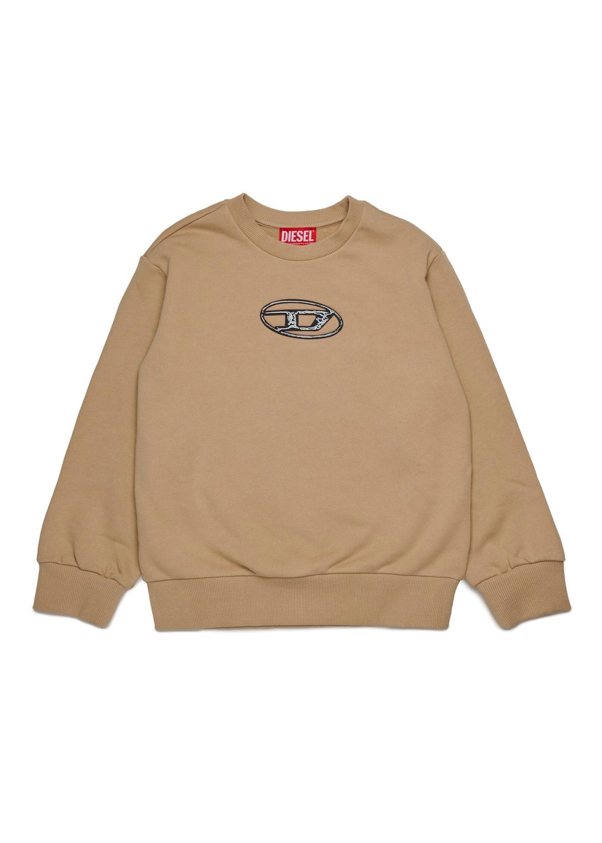 Diesel Kids Felpa Girocollo Beige Oval D per Bambini