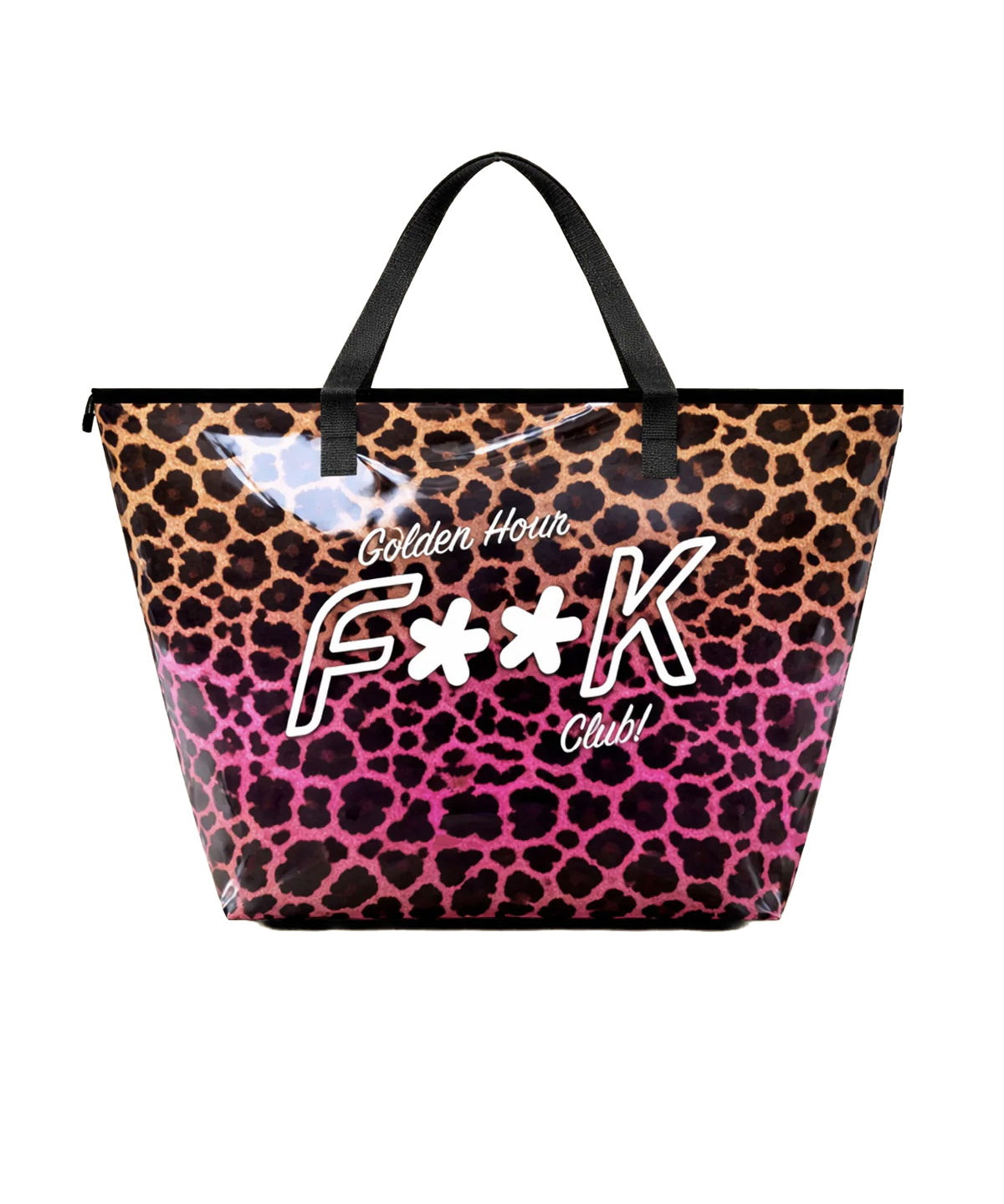 F**K Kids Maxi Borsa Mare Fantasia Leopardato Rosa con Logo per Bambine