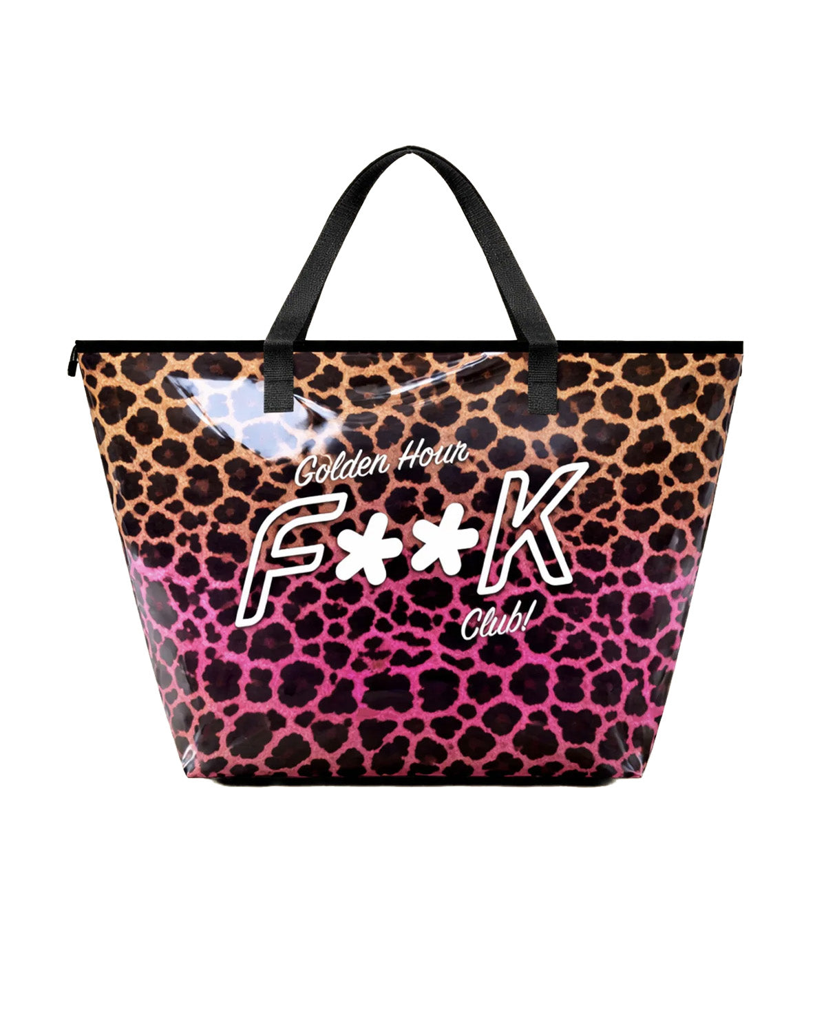 F**K Kids Maxi Borsa Mare Fantasia Leopardato Rosa con Logo per Bambine