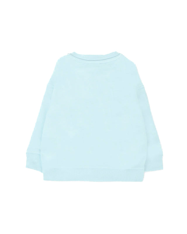 Moschino Kids Felpa Girocollo Celeste con Logo per Neonati