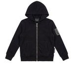 John Richmond Kids Felpa Nera con Cappuccio e Zip con Logo Stampato Gotico sul Retro per Bambini