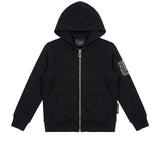 John Richmond Kids Felpa Nera con Cappuccio e Zip con Logo Stampato Gotico sul Retro per Bambini