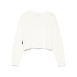 Moschino Kids Maglia Girocollo Crop Panna per Bambine