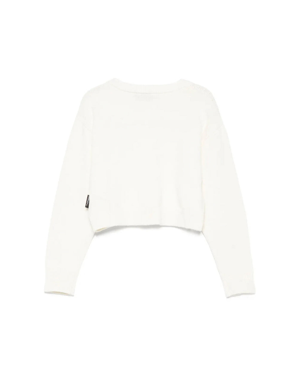 Moschino Kids Maglia Girocollo Crop Panna per Bambine