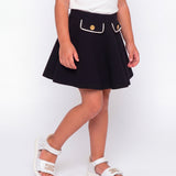 Elisabetta Franchi La Mia Bambina Black Skirt with Gold Buttons for Newborns