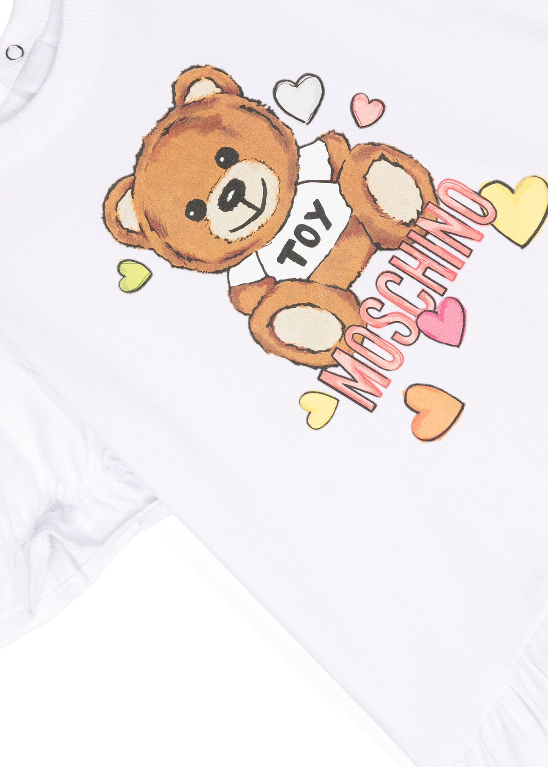 Moschino Kids Abito Bianco Teddy Bear per Neonate