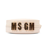 MSGM Kids Borsa Crema in Pelle con Placca Logo per Bambine