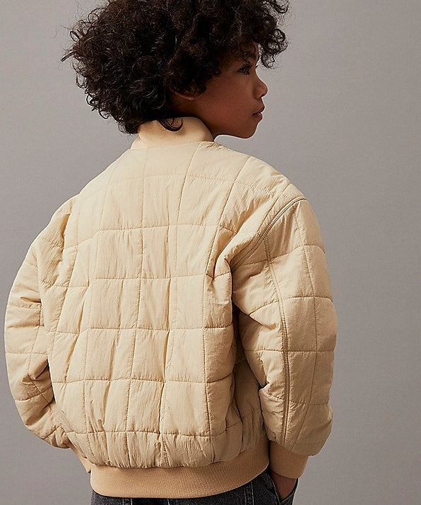 Calvin Klein Kids Giubbino Beige Trapuntato per Bambini (retro)
