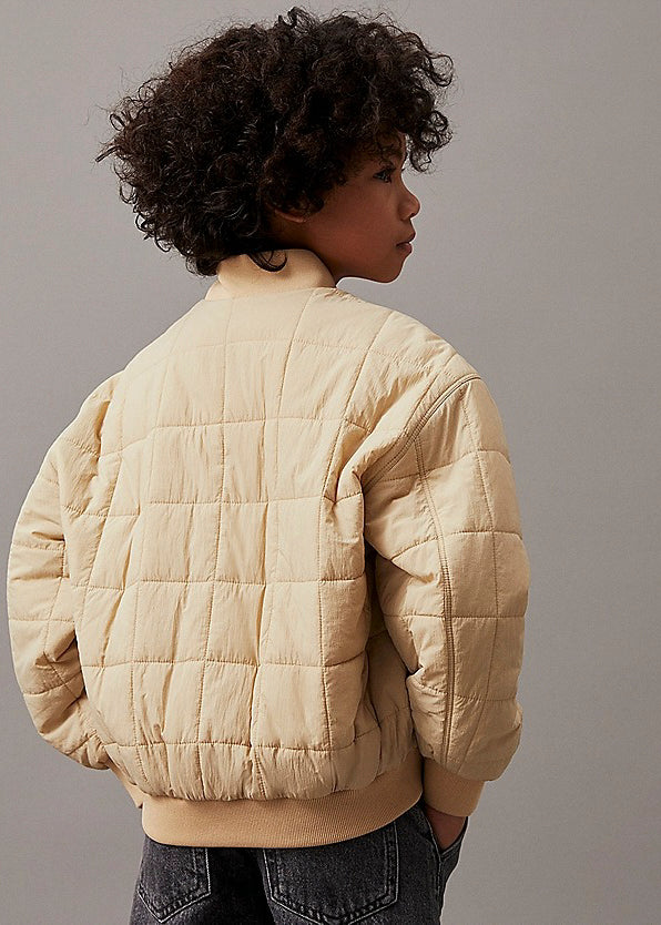 Calvin Klein Kids Giubbino Beige Trapuntato per Bambini (retro)