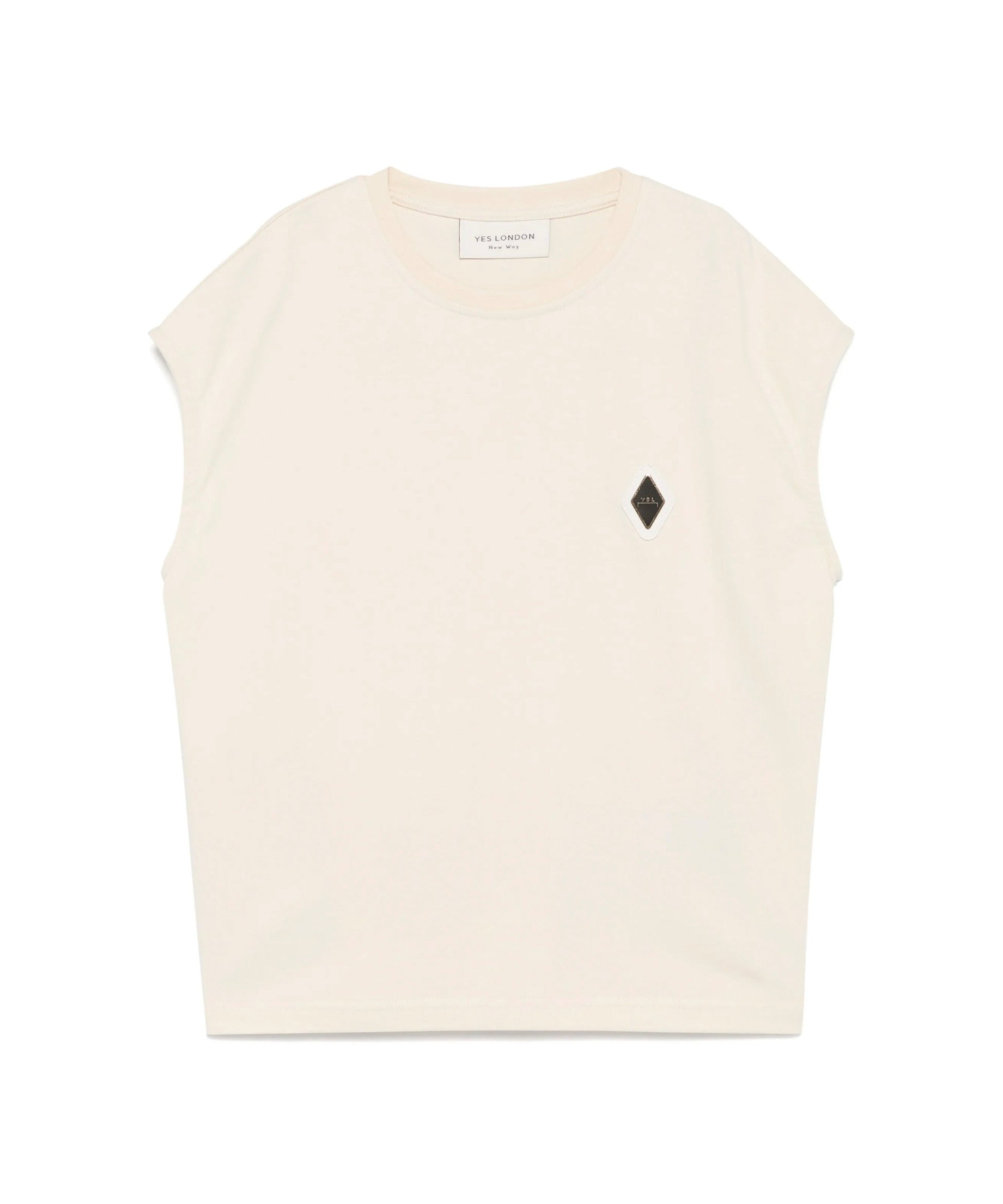 Yes London Canotta Beige con Logo per Bambini
