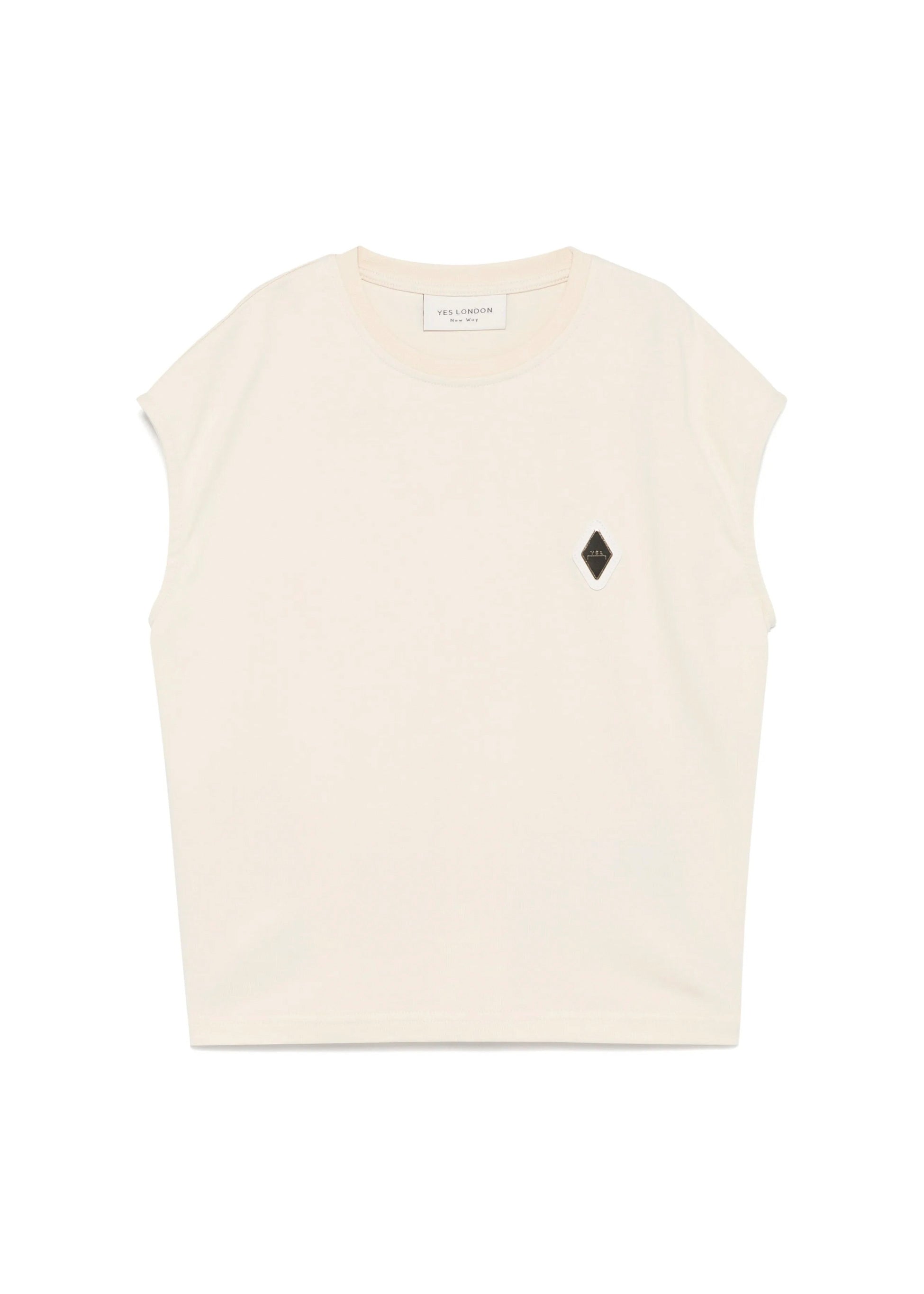 Yes London Canotta Beige con Logo per Bambini