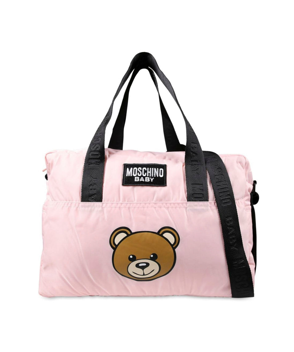 Moschino Kids Borsa Mamma Rosa con Stampa Bear con Fasciatoio