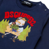 Dsquared2 Kids Felpa Blu con Stampa per Neonati