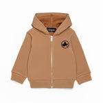 Dsquared2 Kids Felpa con Zip Indian Tan con Cappuccio per Neonati