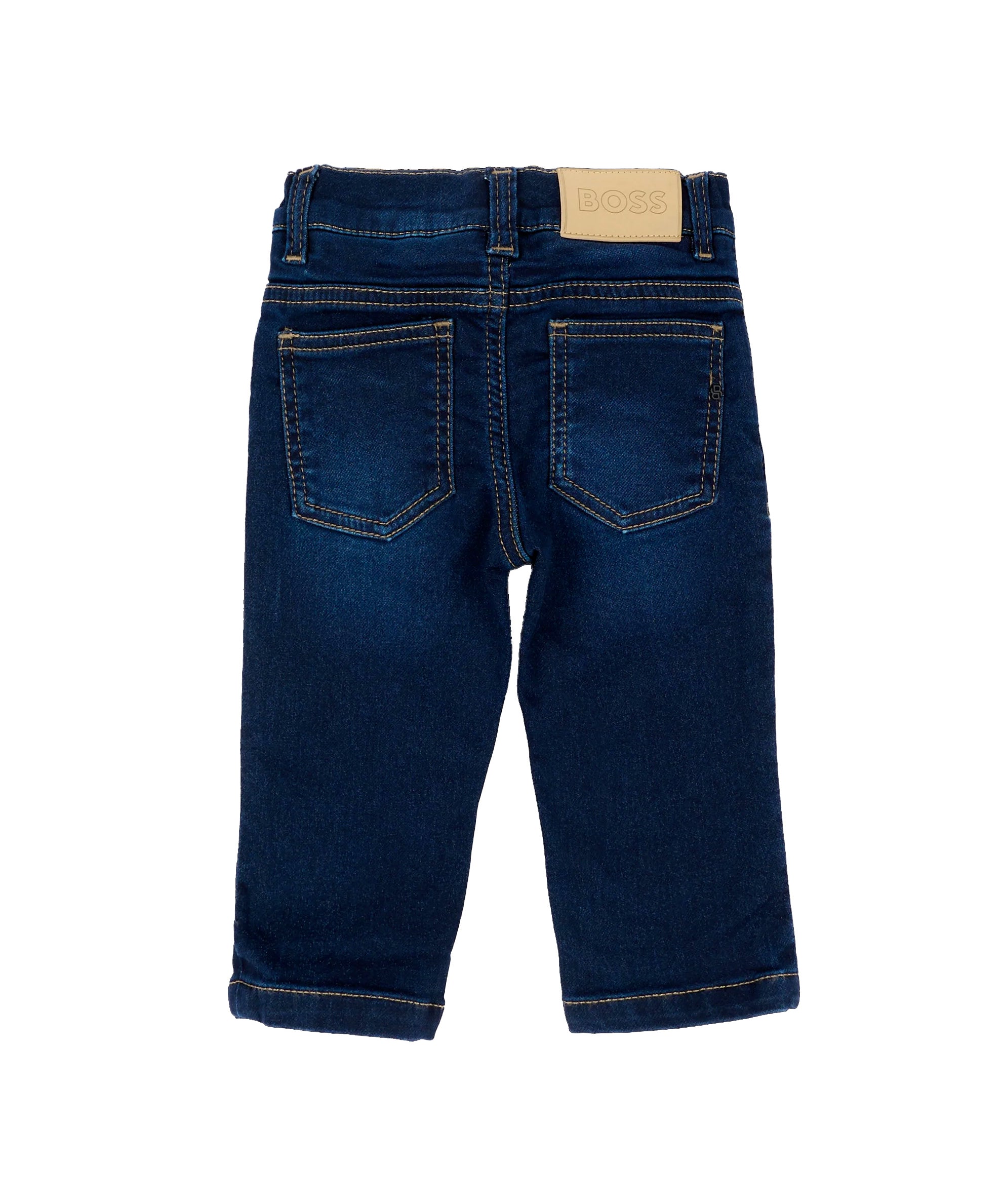 BOSS Kids Jeans Blu Scuro in Denim con Patch Logo per Neonati
