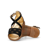 Elisabetta Franchi La Mia Bambina Sandalo Nero Incrociato con Strass per Neonate