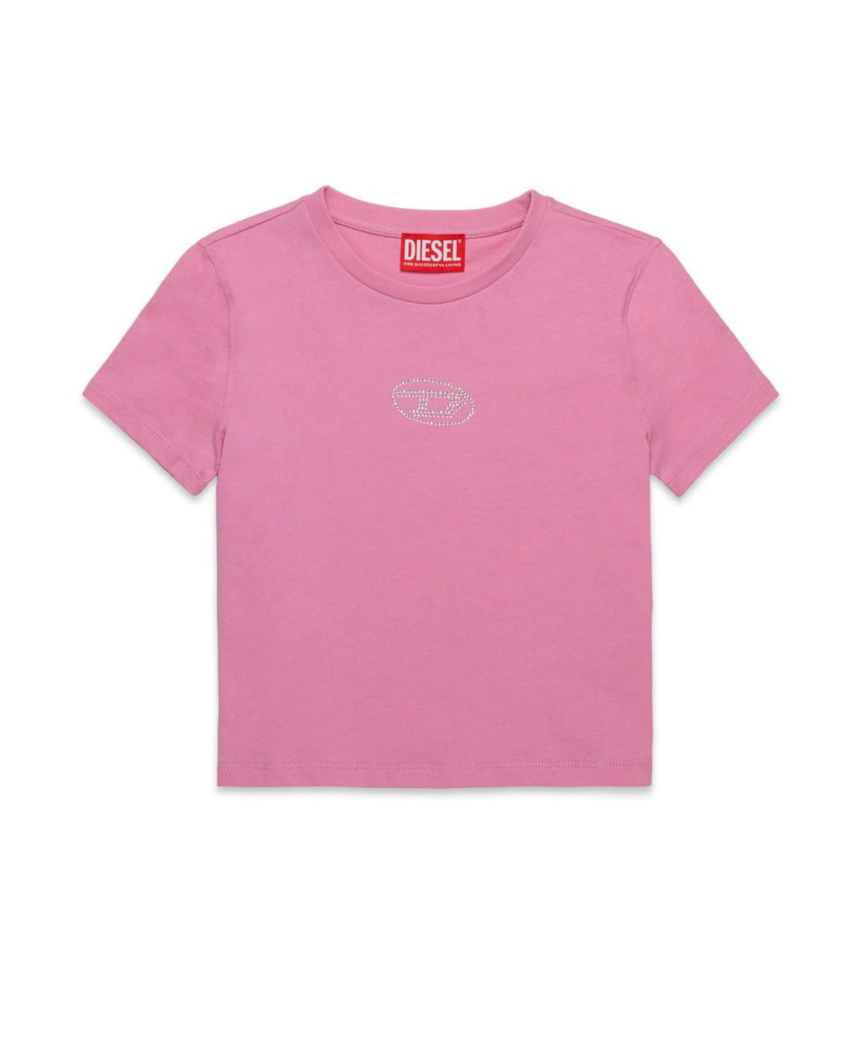 Diesel Kids T-Shirt con Oval D in Strass per Bambine