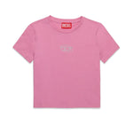 Diesel Kids T-Shirt con Oval D in Strass per Bambine