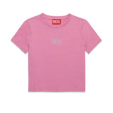 Diesel Kids T-Shirt con Oval D in Strass per Bambine